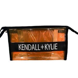 Kendall + Kylie Clear Orange Wristlet Pouch Travel Makeup Bag